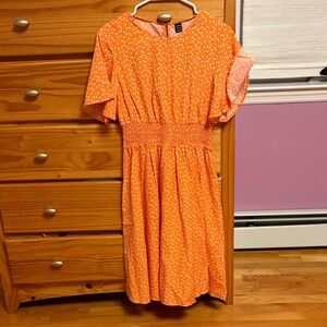 SHEIN Orange and White Midi Dress